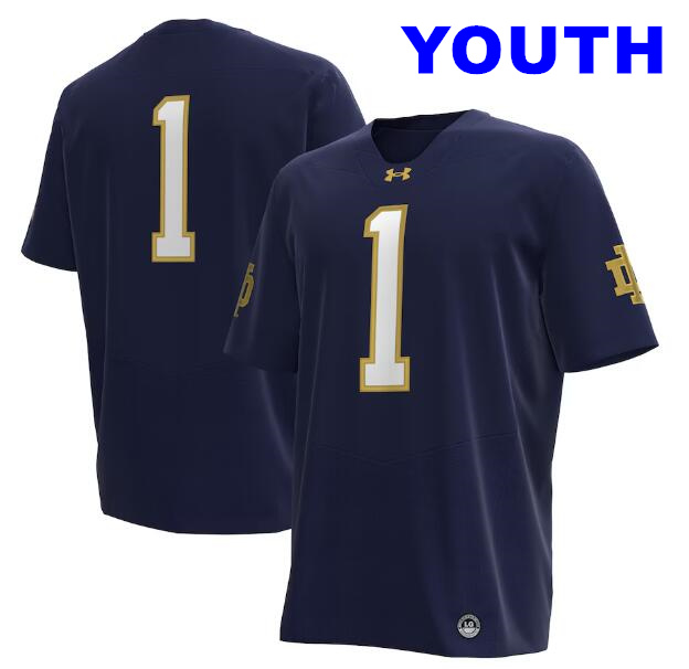 Youth Under Armour #1 Navy Notre Dame Fighting Irish Premier Football Jersey