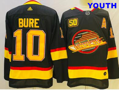 Youth Vancouver Canucks #10 Pavel Bure Black 50th Season Adidas Stitched NHL Jersey