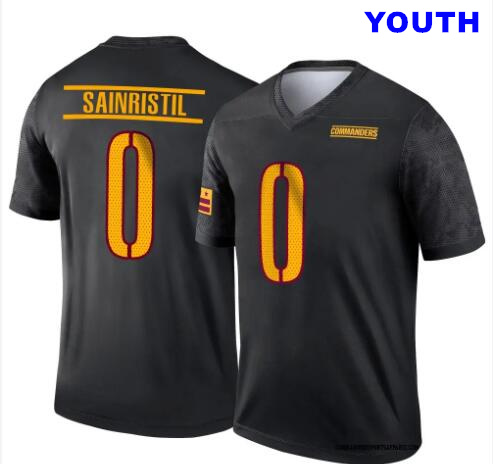 Youth Washington Commanders #0 Mike Sainristil Black Vapor Untouchable Limited Jersey