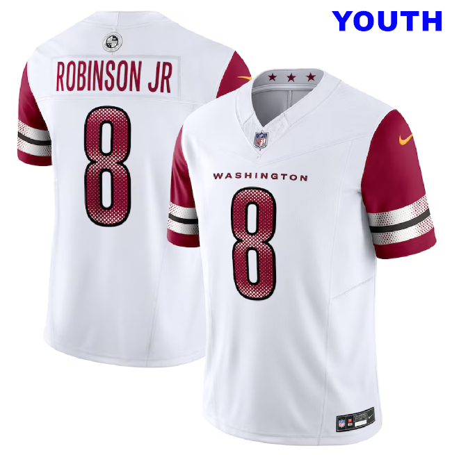 Youth Washington Commanders #8 Brian Robinson Jr. White 2023 F.U.S.E. Vapor Limited Football Stitched Jersey