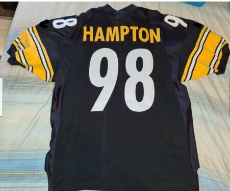 pittsburgh steelers #98 Casey Hampton Sewn on Black Jersey